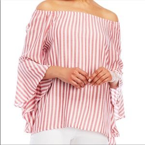FEVER Red & White Bell Sleeve Top